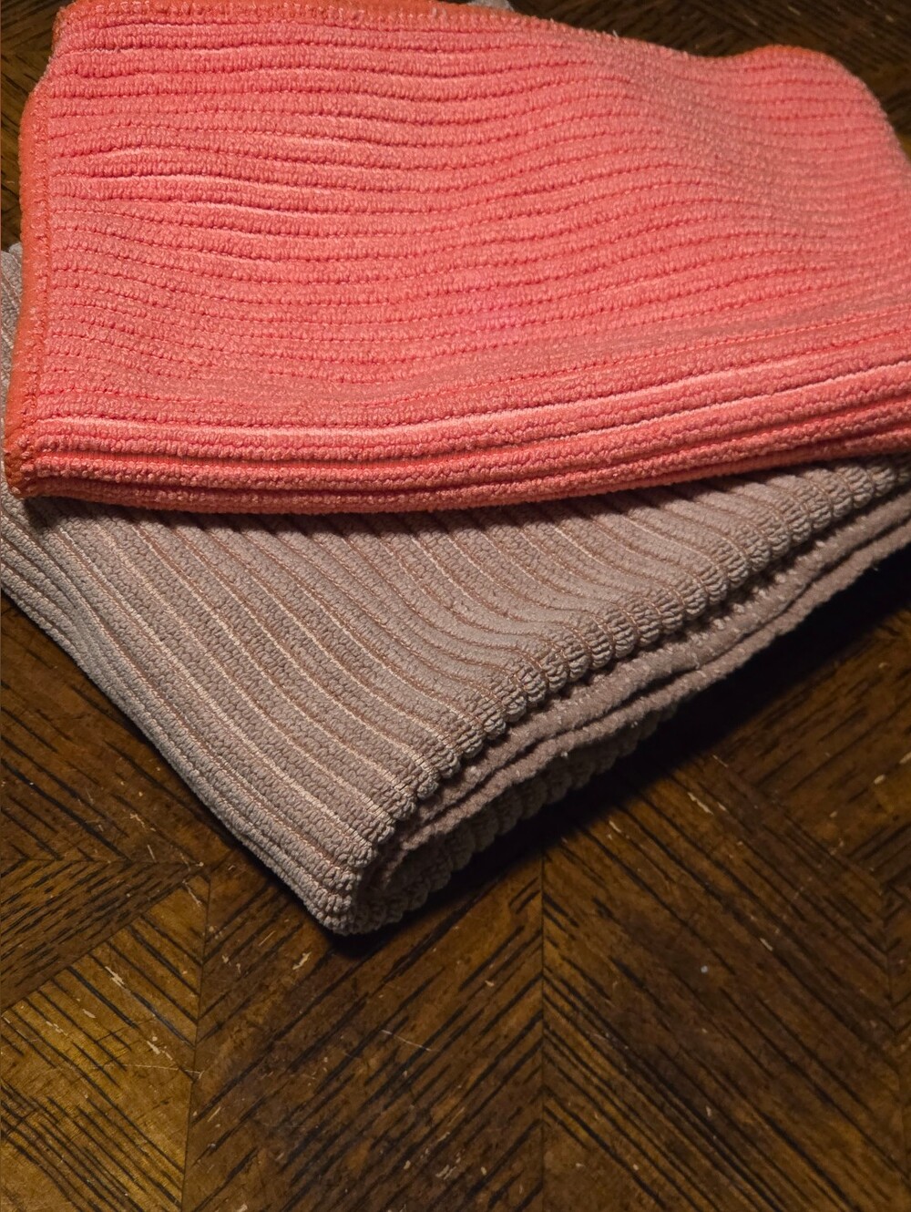 Norwex BacLock Kitchen Cloth Towel Set Microfiber Coral Pink Taupe Brown 2pc